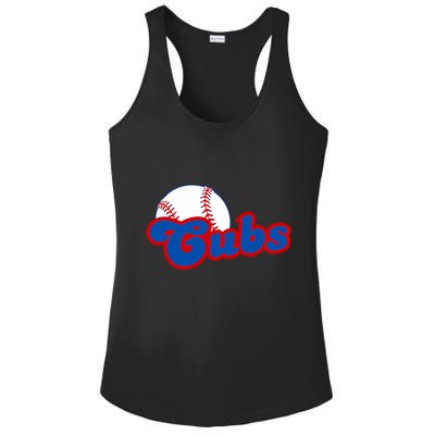 Cubs Vintage Retro Last Name Personalized Apparel Cubs Lover Ladies PosiCharge Competitor Racerback Tank