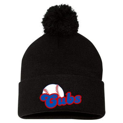 Cubs Vintage Retro Last Name Personalized Apparel Cubs Lover Pom Pom 12in Knit Beanie