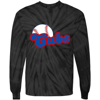 Cubs Vintage Retro Last Name Personalized Apparel Cubs Lover Tie-Dye Long Sleeve Shirt