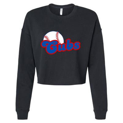Cubs Vintage Retro Last Name Personalized Apparel Cubs Lover Cropped Pullover Crew