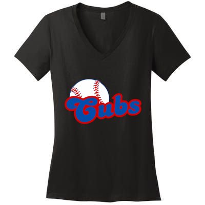 Cubs Vintage Retro Last Name Personalized Apparel Cubs Lover Women's V-Neck T-Shirt