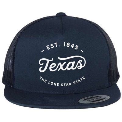 Classic Vintage Retro Texas 1845 Lone Star Gift Flat Bill Trucker Hat