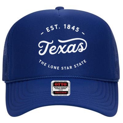 Classic Vintage Retro Texas 1845 Lone Star Gift High Crown Mesh Back Trucker Hat