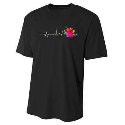 Cute Veterinarian Rainbow Paw Print Heartbeat Vet Tech Performance Sprint T-Shirt