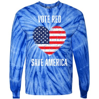 Conservative Vote Red Save America Republican Politics Gift Tie-Dye Long Sleeve Shirt