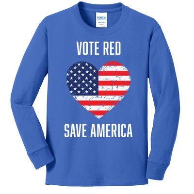 Conservative Vote Red Save America Republican Politics Gift Kids Long Sleeve Shirt