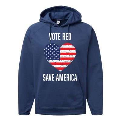 Conservative Vote Red Save America Republican Politics Gift Performance Fleece Hoodie