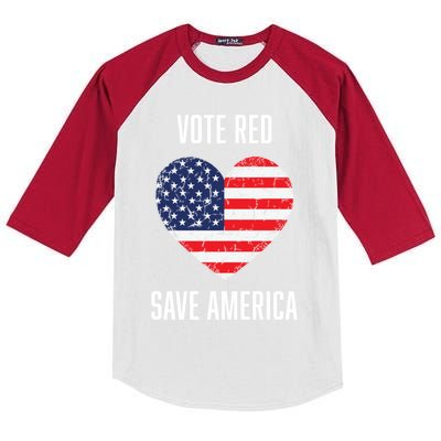 Conservative Vote Red Save America Republican Politics Gift Kids Colorblock Raglan Jersey