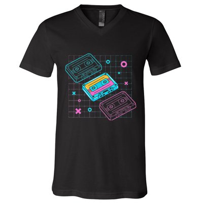 Cassettes Vaporwave Retrowave Synthwave Retro Vintage V-Neck T-Shirt