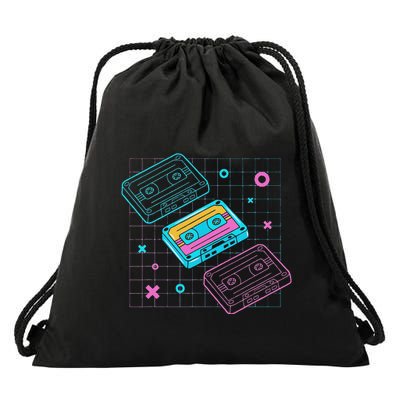 Cassettes Vaporwave Retrowave Synthwave Retro Vintage Drawstring Bag