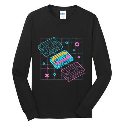 Cassettes Vaporwave Retrowave Synthwave Retro Vintage Tall Long Sleeve T-Shirt