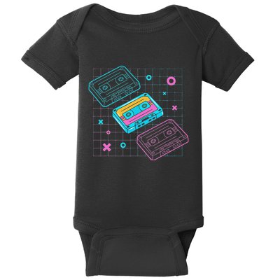 Cassettes Vaporwave Retrowave Synthwave Retro Vintage Baby Bodysuit