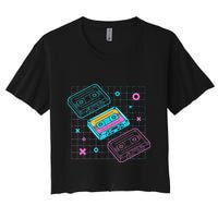 Cassettes Vaporwave Retrowave Synthwave Retro Vintage Crop Top