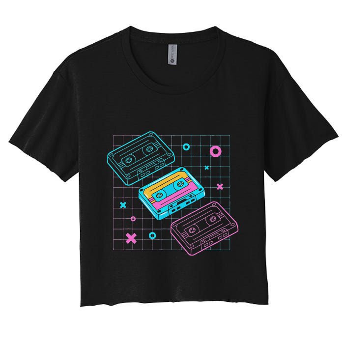 Cassettes Vaporwave Retrowave Synthwave Retro Vintage Crop Top