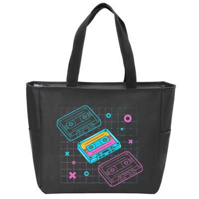 Cassettes Vaporwave Retrowave Synthwave Retro Vintage Zip Tote Bag