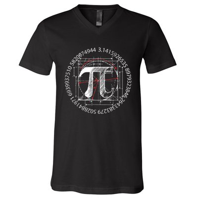 Cool Vintage Retro Pi 3.14 Math-ematics Birth-day Gifts V-Neck T-Shirt