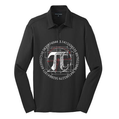 Cool Vintage Retro Pi 3.14 Math-ematics Birth-day Gifts Silk Touch Performance Long Sleeve Polo