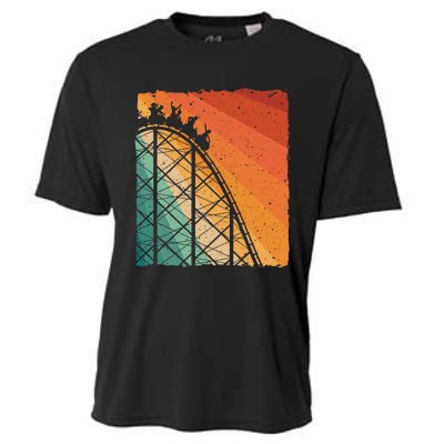 Cute Vintage Roller Coaster Design Amusement Park Cooling Performance Crew T-Shirt