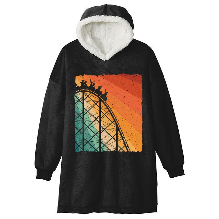 Cute Vintage Roller Coaster Design Amusement Park Hooded Wearable Blanket