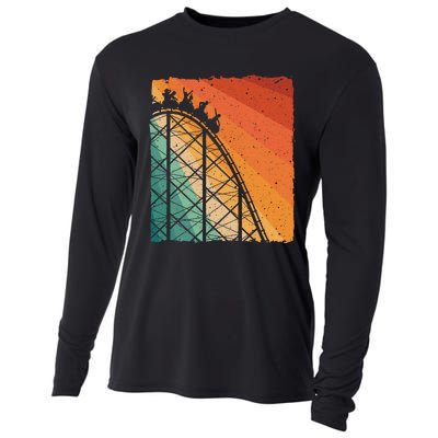 Cute Vintage Roller Coaster Design Amusement Park Cooling Performance Long Sleeve Crew