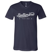 Classic Vintage Retro Baltimore Maryland Home V-Neck T-Shirt