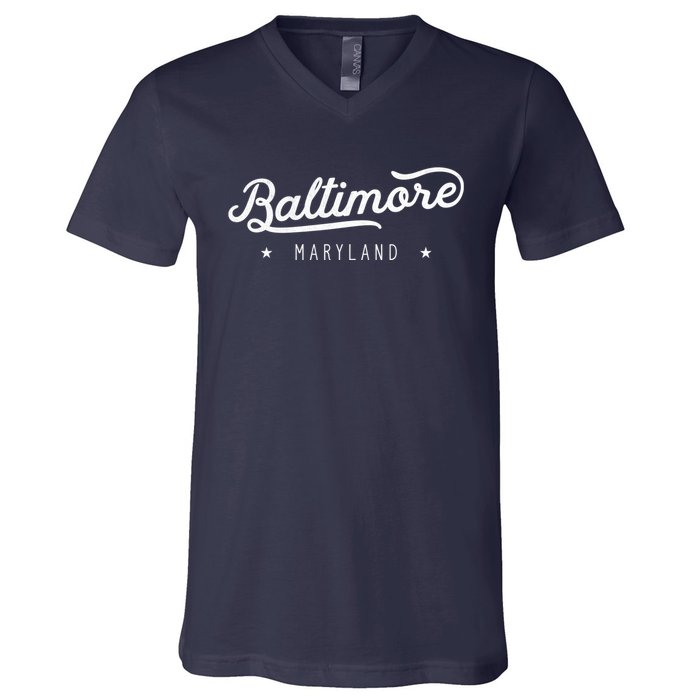 Classic Vintage Retro Baltimore Maryland Home V-Neck T-Shirt