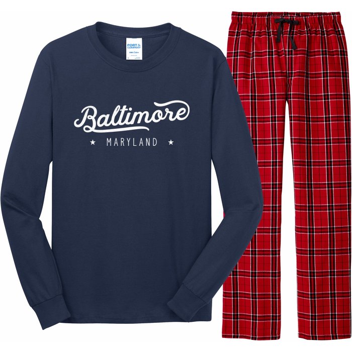 Classic Vintage Retro Baltimore Maryland Home Long Sleeve Pajama Set