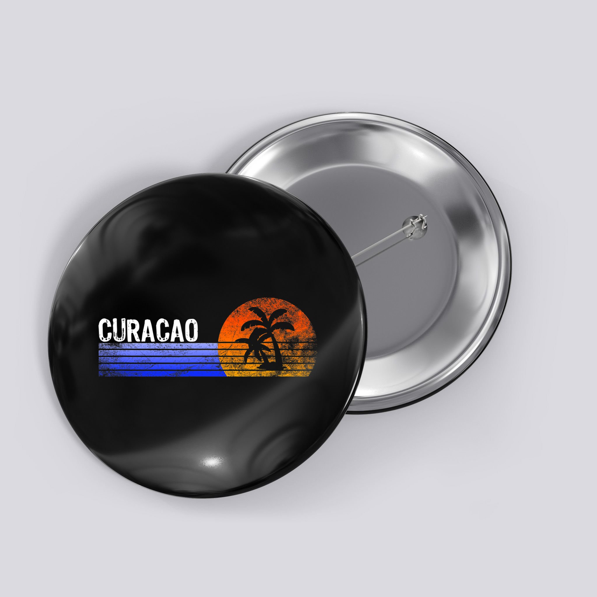 Curacao Vacation Retro Souvenir Sunset Vintage Trip Curacao Button
