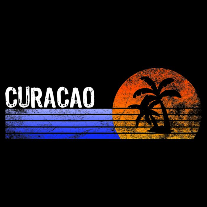 Curacao Vacation Retro Souvenir Sunset Vintage Trip Curacao Button
