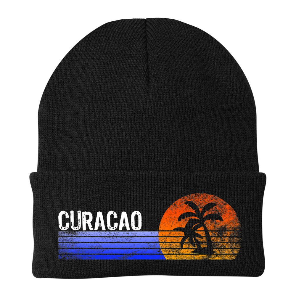 Curacao Vacation Retro Souvenir Sunset Vintage Trip Curacao Beanie