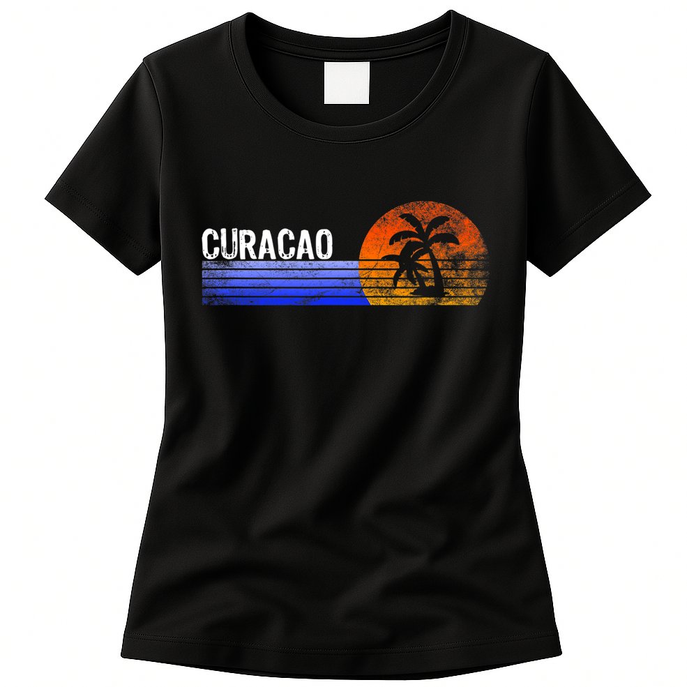 Curacao Vacation Retro Souvenir Sunset Vintage Trip Curacao Womens T-Shirt