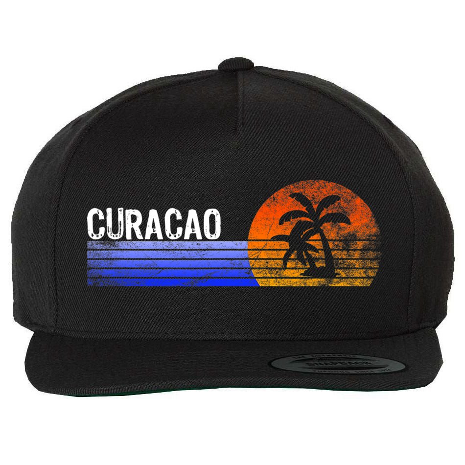 Curacao Vacation Retro Souvenir Sunset Vintage Trip Curacao Wool Snapback Cap