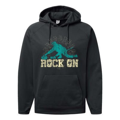 Curling Vintage Rock On Funny Winter Sports Fan Performance Fleece Hoodie