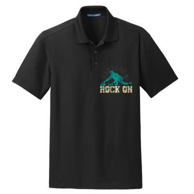 Curling Vintage Rock On Funny Winter Sports Fan Dry Zone Grid Polo