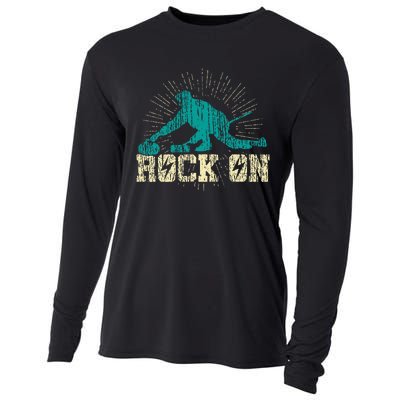 Curling Vintage Rock On Funny Winter Sports Fan Cooling Performance Long Sleeve Crew