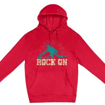 Curling Vintage Rock On Funny Winter Sports Fan Premium Pullover Hoodie