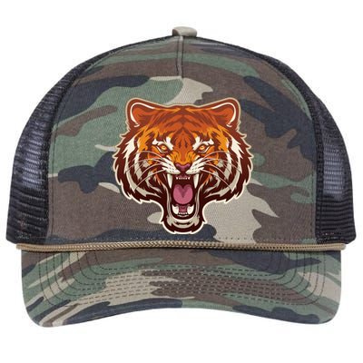 Cool Vintage Roaring Growling Bengal Tiger Retro Rope Trucker Hat Cap