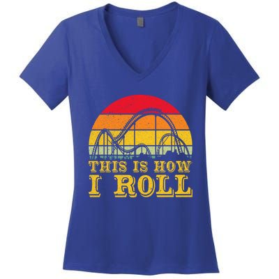 Cool Vintage Roller Coaster Amuset Park Lover Cool Gift Women's V-Neck T-Shirt