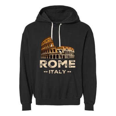 Cool Vintage Roma Italia Colosseum Souvenirs Rome Italy Garment-Dyed Fleece Hoodie