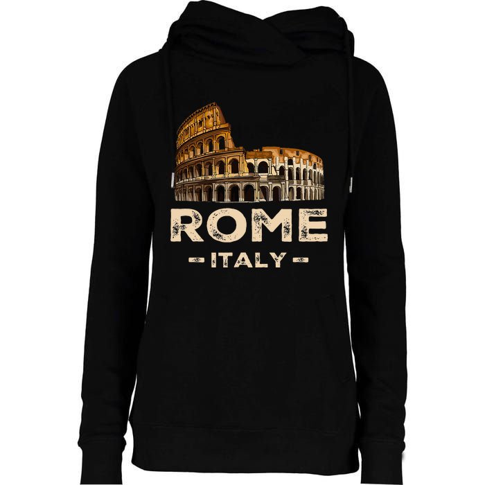 Cool Vintage Roma Italia Colosseum Souvenirs Rome Italy Womens Funnel Neck Pullover Hood