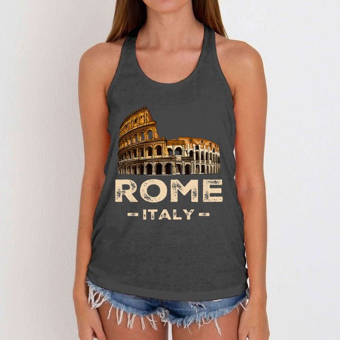 Cool Vintage Roma Italia Colosseum Souvenirs Rome Italy Women's Knotted Racerback Tank