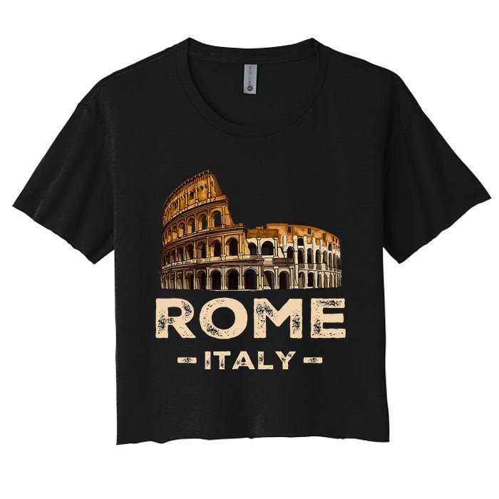 Cool Vintage Roma Italia Colosseum Souvenirs Rome Italy Women's Crop Top Tee