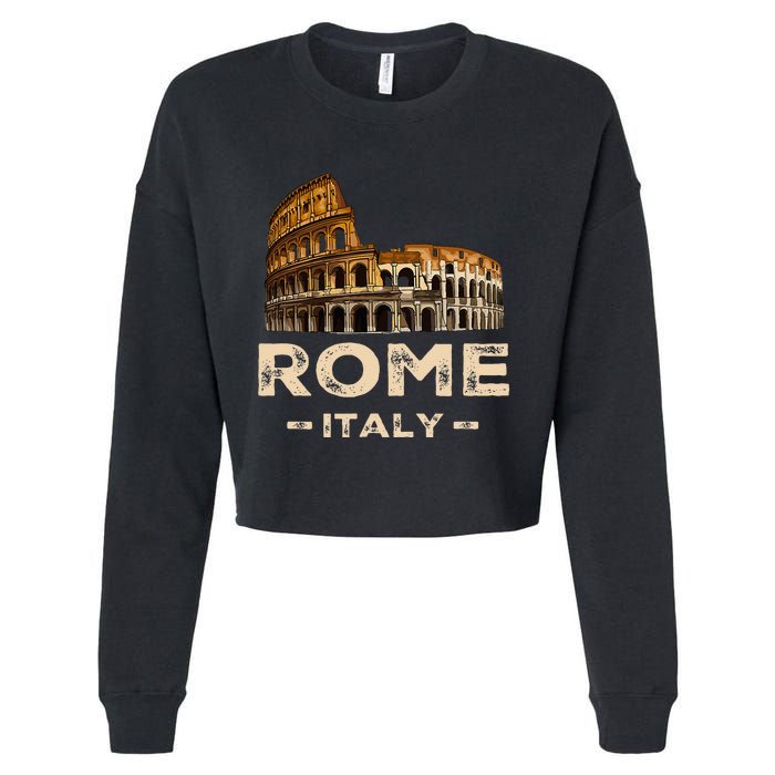 Cool Vintage Roma Italia Colosseum Souvenirs Rome Italy Cropped Pullover Crew