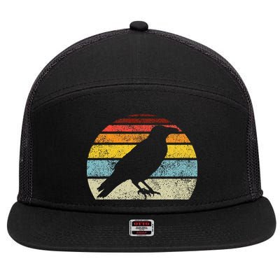 Crow Vintage Raven Gothic Retro Bird Lover 7 Panel Mesh Trucker Snapback Hat