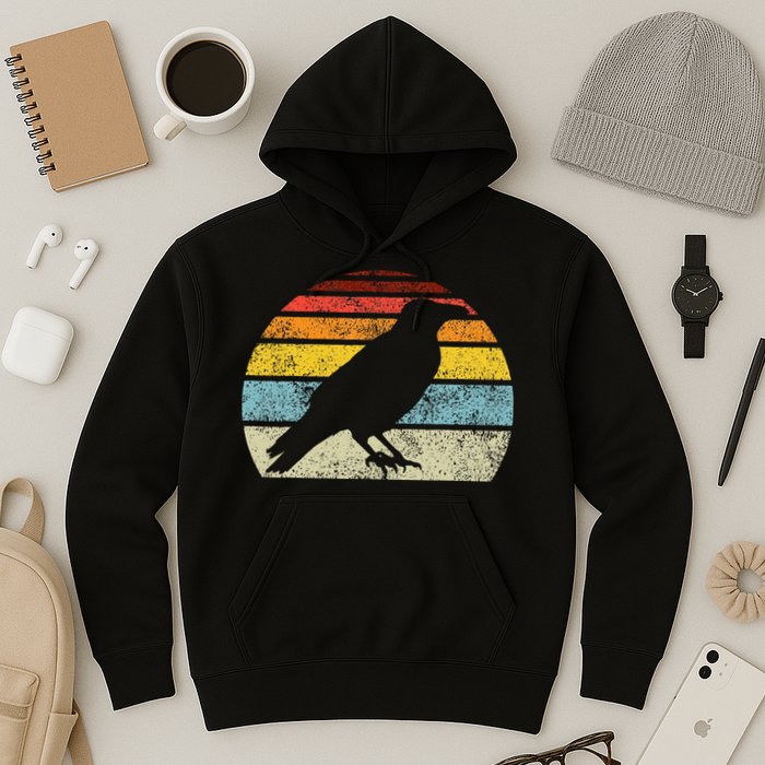 Crow Vintage Raven Gothic Retro Bird Lover Hoodie