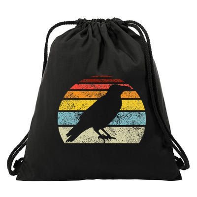 Crow Vintage Raven Gothic Retro Bird Lover Drawstring Bag