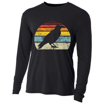 Crow Vintage Raven Gothic Retro Bird Lover Cooling Performance Long Sleeve Crew