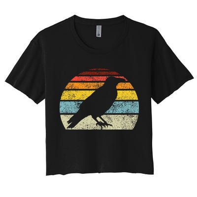 Crow Vintage Raven Gothic Retro Bird Lover Women's Crop Top Tee