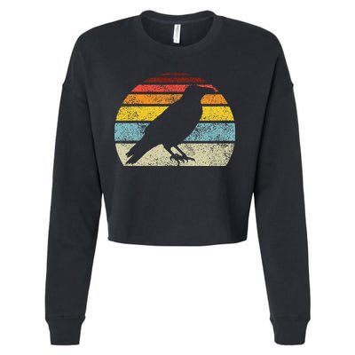 Crow Vintage Raven Gothic Retro Bird Lover Cropped Pullover Crew