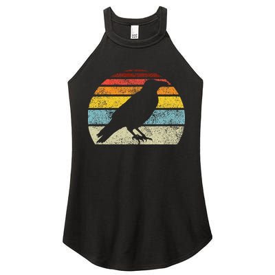 Crow Vintage Raven Gothic Retro Bird Lover Women's Perfect Tri Rocker Tank